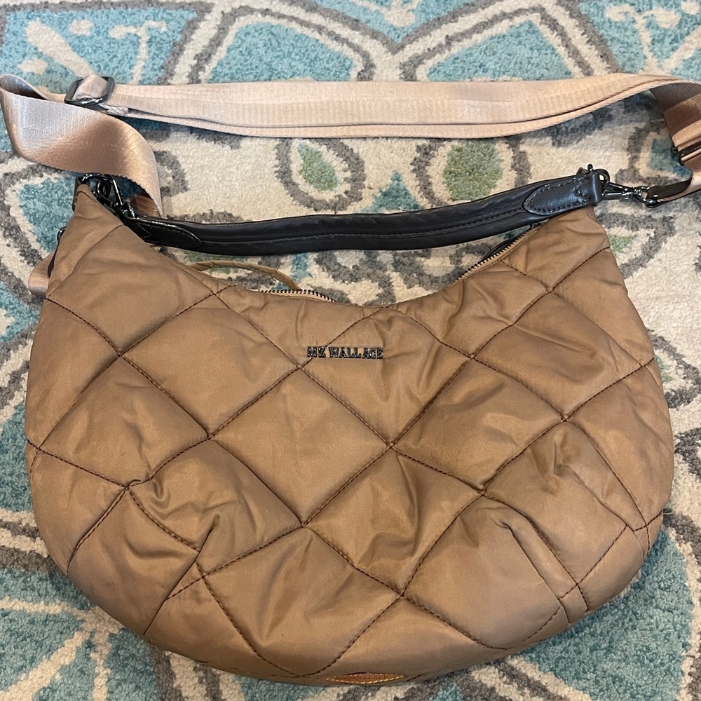 MZ Wallace Quilted Tan Shoulder & Crossbody Bag